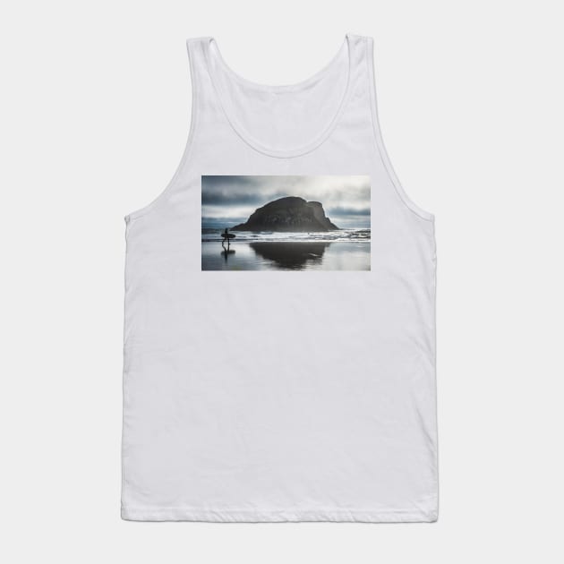 Man with surfboard moody beach vibes Tank Top by Robtography